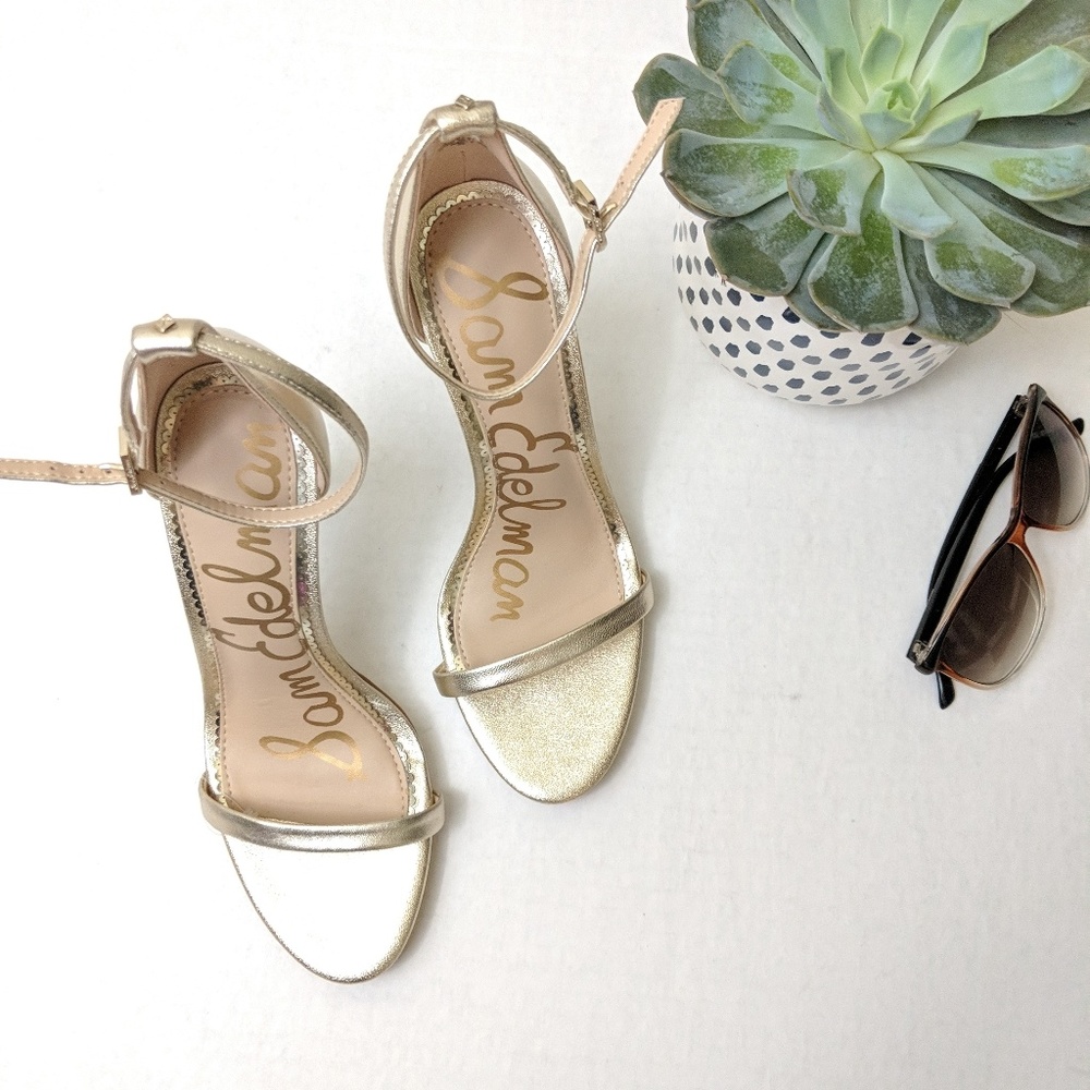 Sam Edelman Ariella Gold Ankle Strap Sandals - Picture 8 of 8